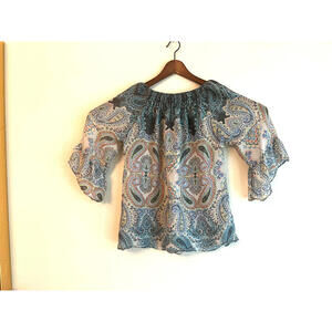 Zac & Rachel  Multicolor Paisley Pullover 3/4 Sleeves Small - Hippie Boho EUC